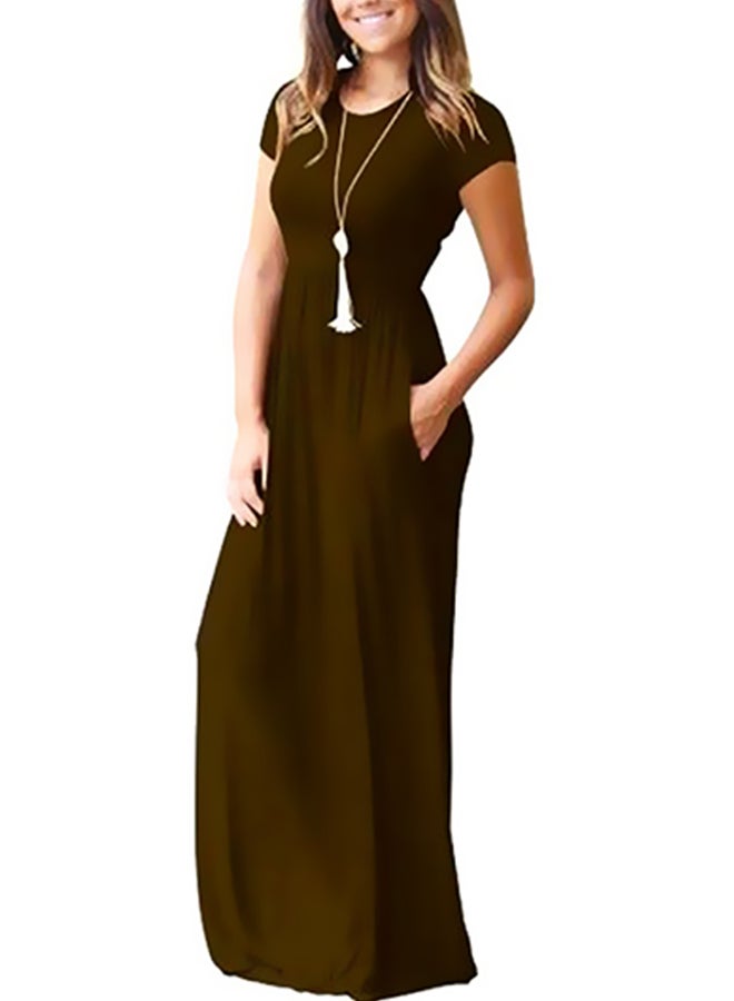 Evening Party A-Line Maxi Dress Brown
