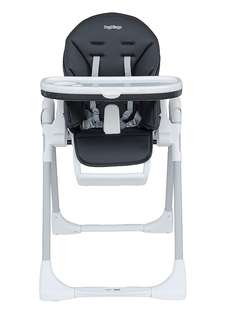 Prima Pappa Follow Me Licorice Highchair – Compact Folding Baby & Toddler Highchair with Recliner, Adjustable to 7 different heights, 5-Point Harness & Wheels, From 0–36 Months, Black