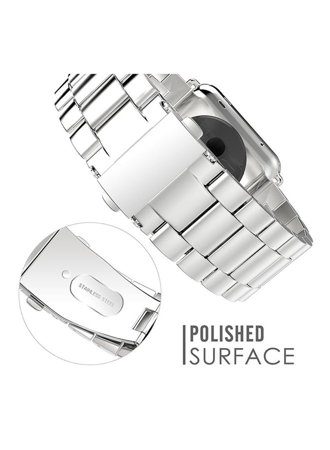 Stainless Steel Clasp Closure Wristband Replacement Strap For Apple Watch Series 3/2/1 Silver
