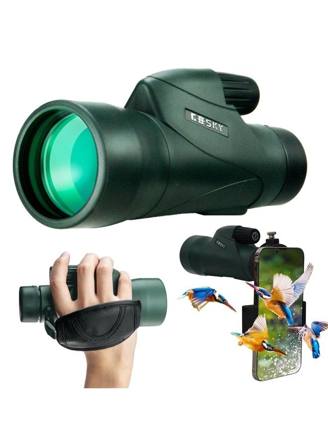 Piper Monocular Telescope, 12x55 HD Monocular for Adult with BAK4 Prism & FMC Lens, Lightweight Monocular with Smartphone Adapter Suitable for Bird Watching Hunting Wildlife Hiking Traveling