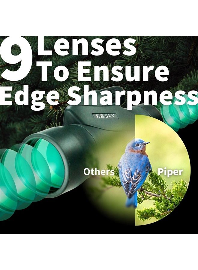 Piper Monocular Telescope, 12x55 HD Monocular for Adult with BAK4 Prism & FMC Lens, Lightweight Monocular with Smartphone Adapter Suitable for Bird Watching Hunting Wildlife Hiking Traveling