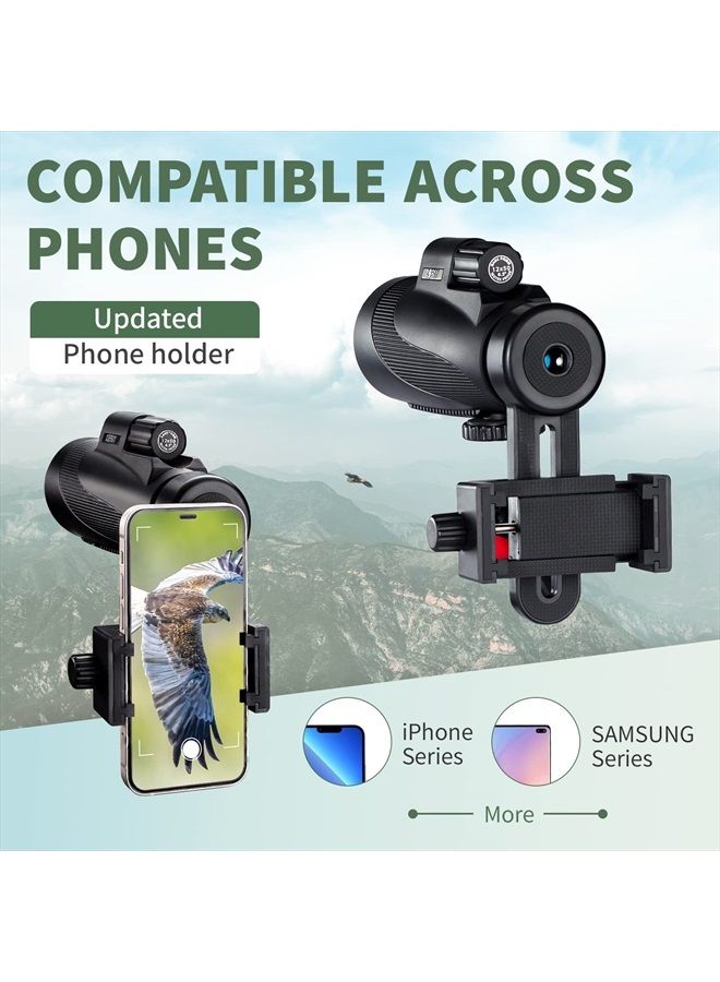 Titan 12X50 Monocular Telescope with Smartphone Holder - Waterproof Fog-Proof Shockproof Scope BAK-4 Prism FMC for Bird Watching Hunting Camping Traveling Wildlife Scenery