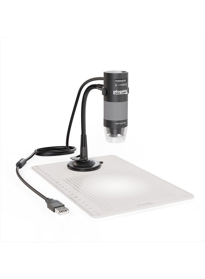 USB Digital Microscope with Flexible Arm Observation Stand Compatible with Windows, Mac, Linux (2MP, 250x Magnification)