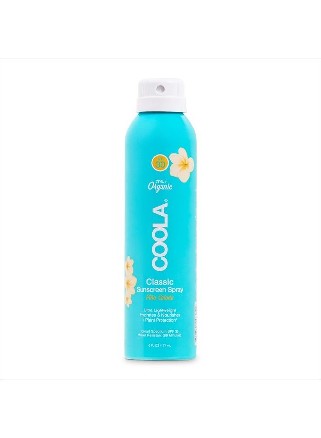 COOLA Organic Sunscreen SPF 30 Sunblock Spray, Dermatologist Tested Skin Care for Daily Protection, Vegan and Gluten Free, Piña Colada, 6 Fl Oz
