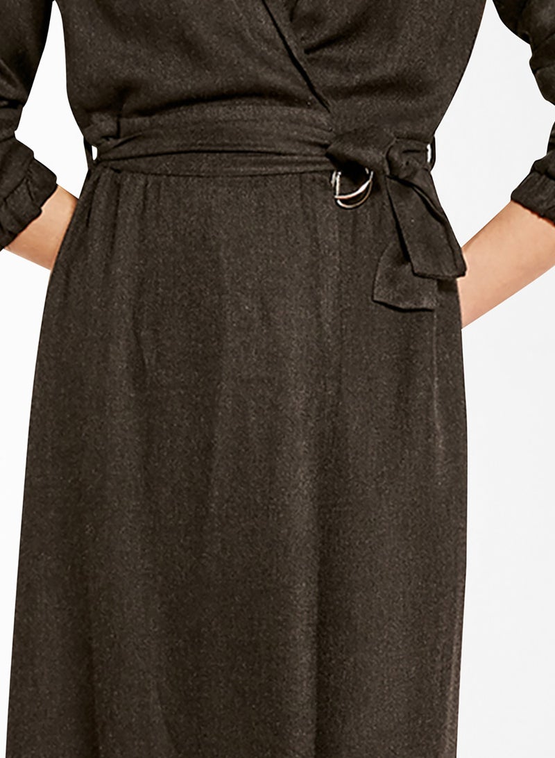 Coated Wrap Dress Black