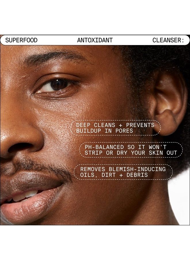 Kale and Green Tea Facial Cleanser - Gentle Vegan Daily Face Wash - Powerful pH Balanced Makeup Remover + Pore Minimizer for All Skin Types (8oz)