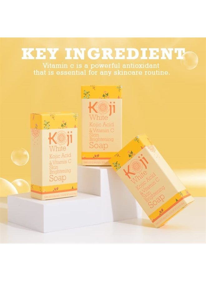 Kojic Acid & Vitamin C Brightening Soap for Face & Body, Diminishes Dark Spots, Smooth & Soft Complexion, Paraben Free, Not Tested on Animals, 2.82 oz (2 Bars)