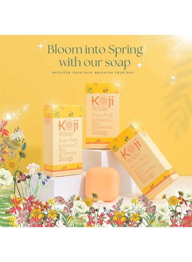Kojic Acid & Vitamin C Brightening Soap for Face & Body, Diminishes Dark Spots, Smooth & Soft Complexion, Paraben Free, Not Tested on Animals, 2.82 oz (2 Bars)