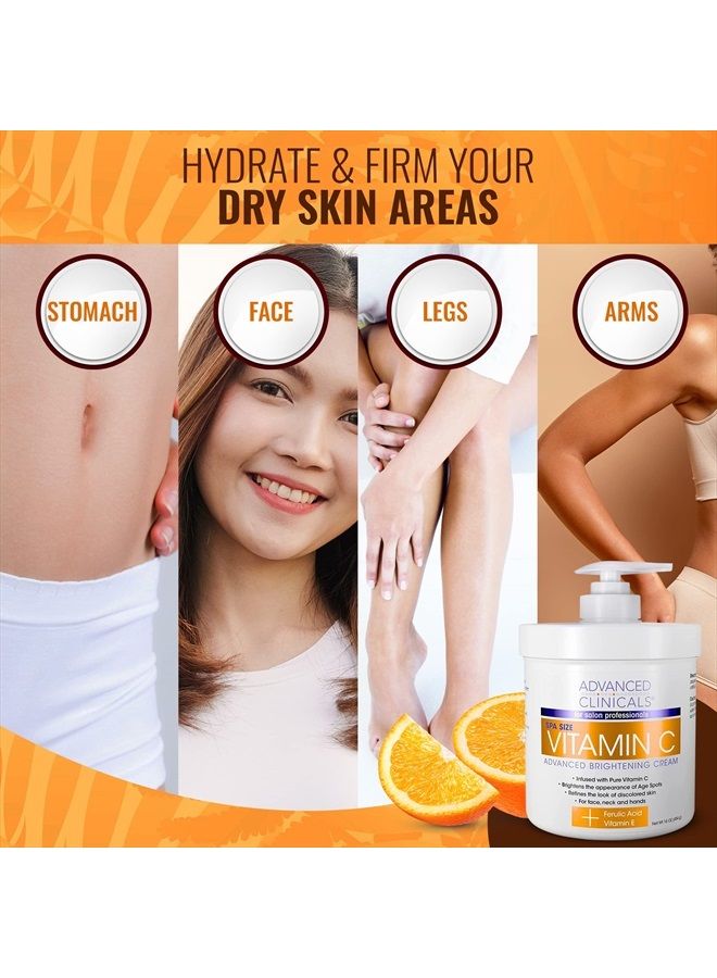 Vitamin C Body Lotion + Potent Vitamin C Serum 2pc Bundle | Face Serum & Body Cream Brightening Skin Care Set & Kits For Wrinkles, Dark Spots, Dry Skin, & Uneven Skin Tone, 2-Pack