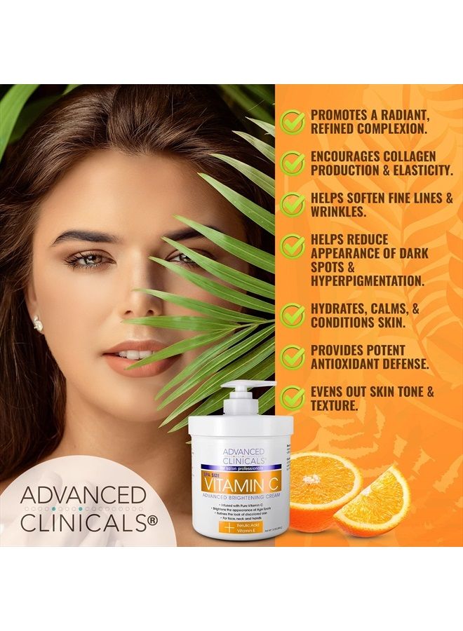 Vitamin C Body Lotion + Potent Vitamin C Serum 2pc Bundle | Face Serum & Body Cream Brightening Skin Care Set & Kits For Wrinkles, Dark Spots, Dry Skin, & Uneven Skin Tone, 2-Pack