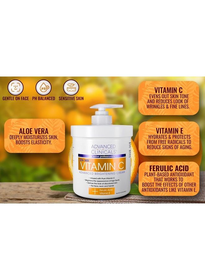 Vitamin C Body Lotion + Potent Vitamin C Serum 2pc Bundle | Face Serum & Body Cream Brightening Skin Care Set & Kits For Wrinkles, Dark Spots, Dry Skin, & Uneven Skin Tone, 2-Pack
