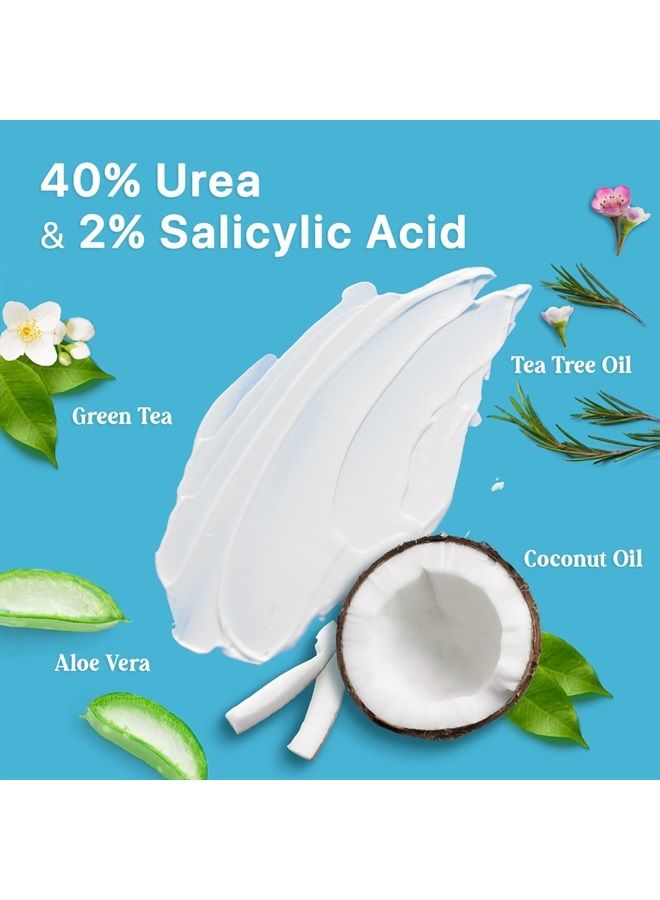 Urea Cream 40% plus Salicylic Acid 2%, Foot Cream for Dry Cracked Feet Heels Knees Elbows Hands Repair Treatment, Foot Moisturizer Corn Callus Dead Skin Remover Toenail Softener for Feet Care
