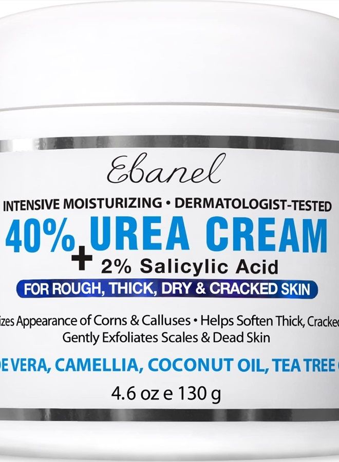 Urea Cream 40% plus Salicylic Acid 2%, Foot Cream for Dry Cracked Feet Heels Knees Elbows Hands Repair Treatment, Foot Moisturizer Corn Callus Dead Skin Remover Toenail Softener for Feet Care