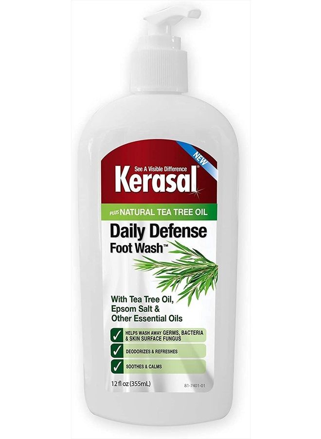 Daily Defense Foot Wash Daily Cleanser with Tea Tree Oil, 12 Ounce