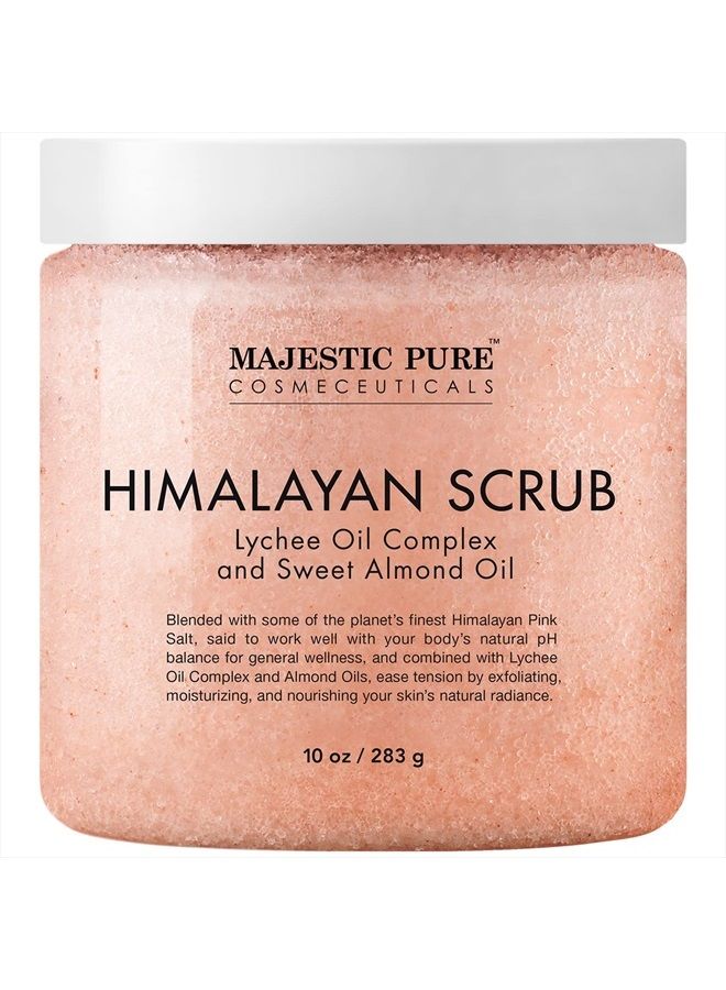 Himalayan Salt Body Scrub with Lychee Oil, Exfoliating Salt Scrub to Exfoliate & Moisturize Skin, Deep Cleansing - 10 oz