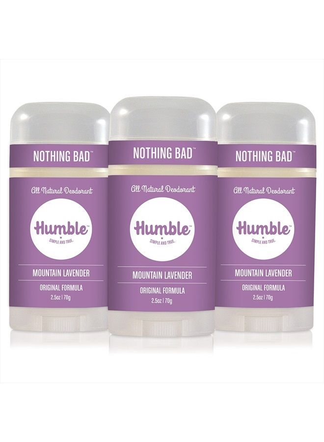 Humble All Natural Deodorant, Aluminum and Paraben Free, Cruelty Free Men's and Women's Deodorant, Mountain Lavender, Pack of 3