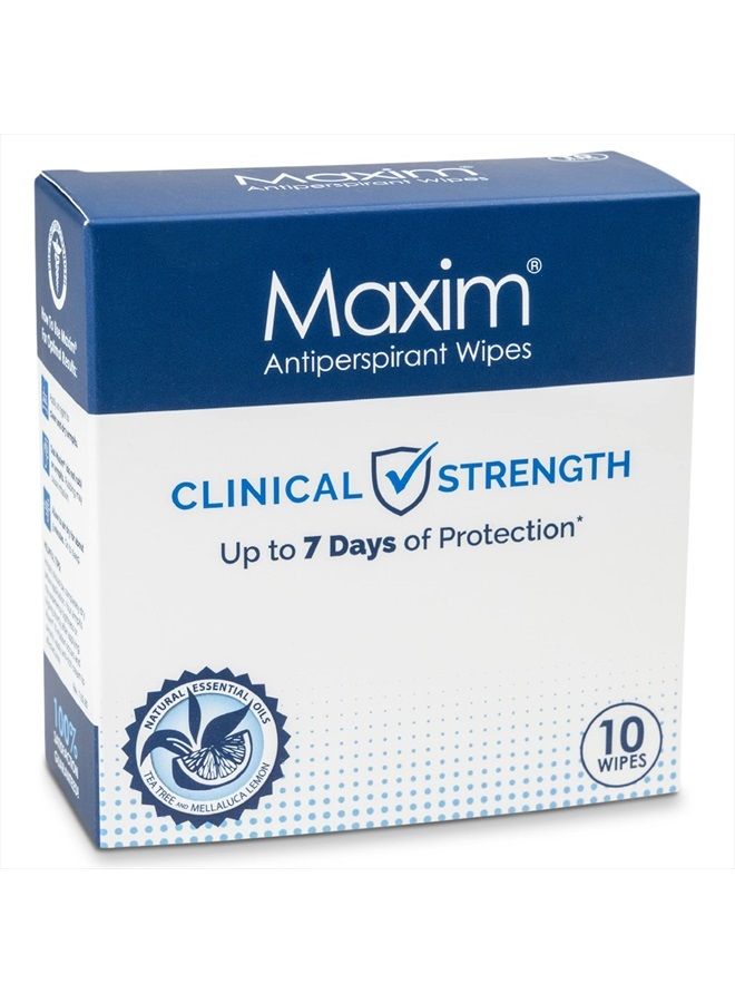 Maxim® Clinical Strength Antiperspirant Wipes for hyperhidrosis Excessive Sweating – Reduces Sweat – Antiperspirant for Men and Women Certain to Keep you Dri. 10 wipes