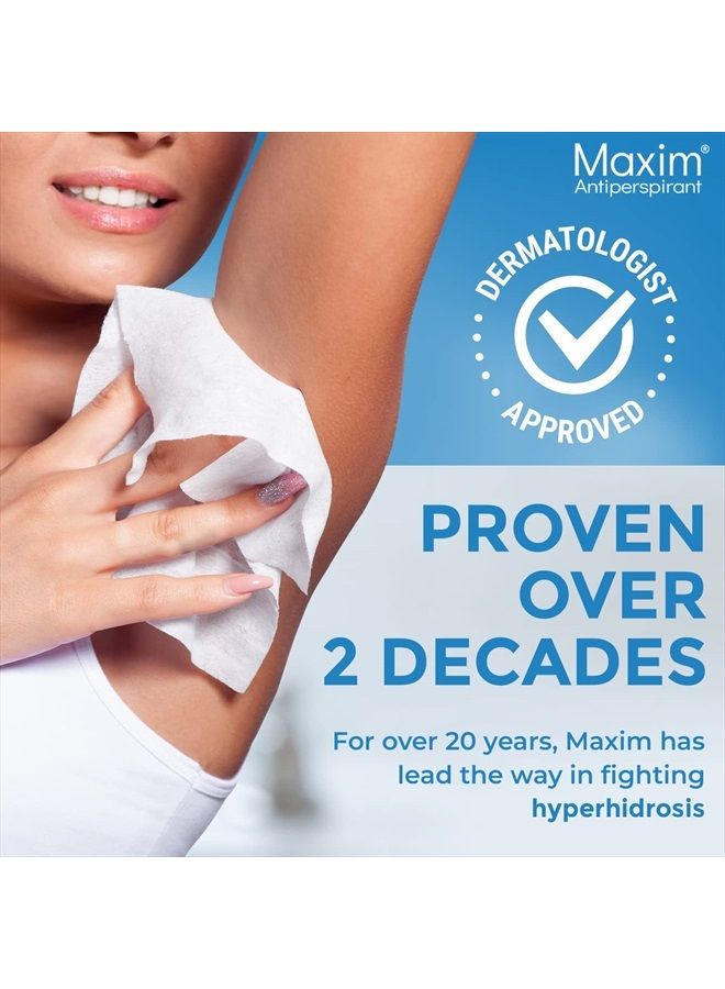 Maxim® Clinical Strength Antiperspirant Wipes for hyperhidrosis Excessive Sweating – Reduces Sweat – Antiperspirant for Men and Women Certain to Keep you Dri. 10 wipes