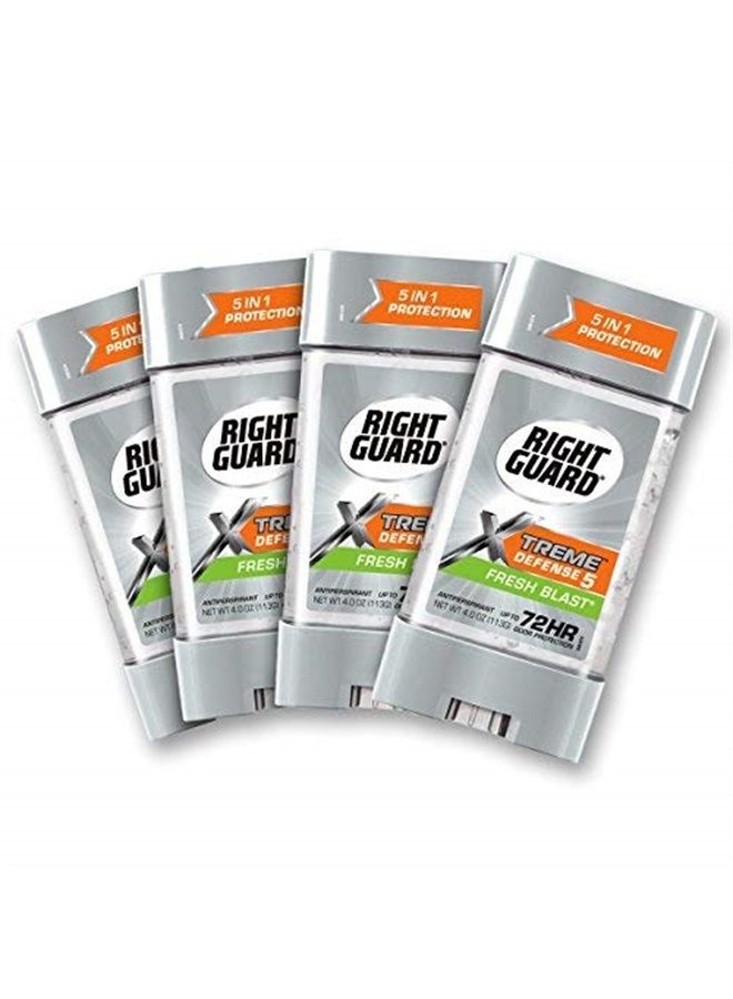 Xtreme Defense Antiperspirant Deodorant Gel, Fresh Blast, 4 Ounce (Pack of 4)