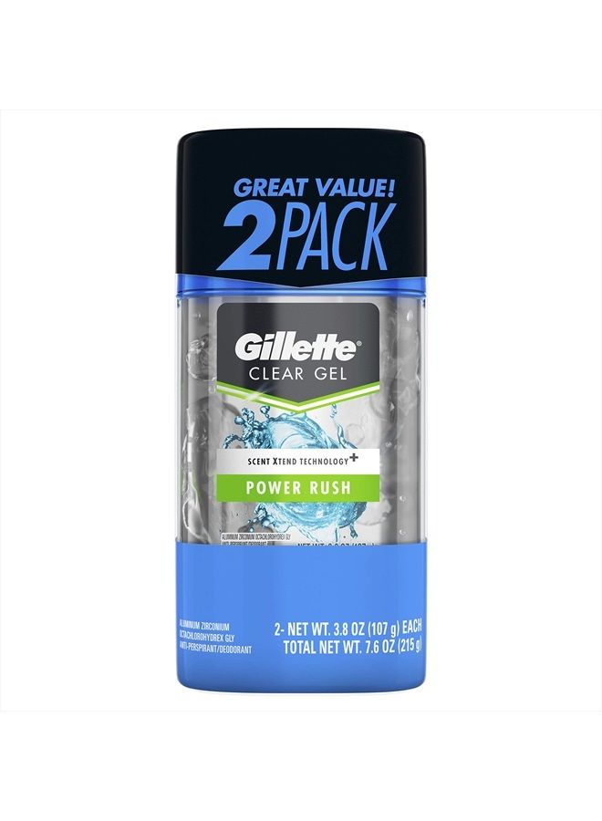 Clear Gel Power Rush Anti-Perspirant Deodorant, 3.8 Oz, Pack of 2