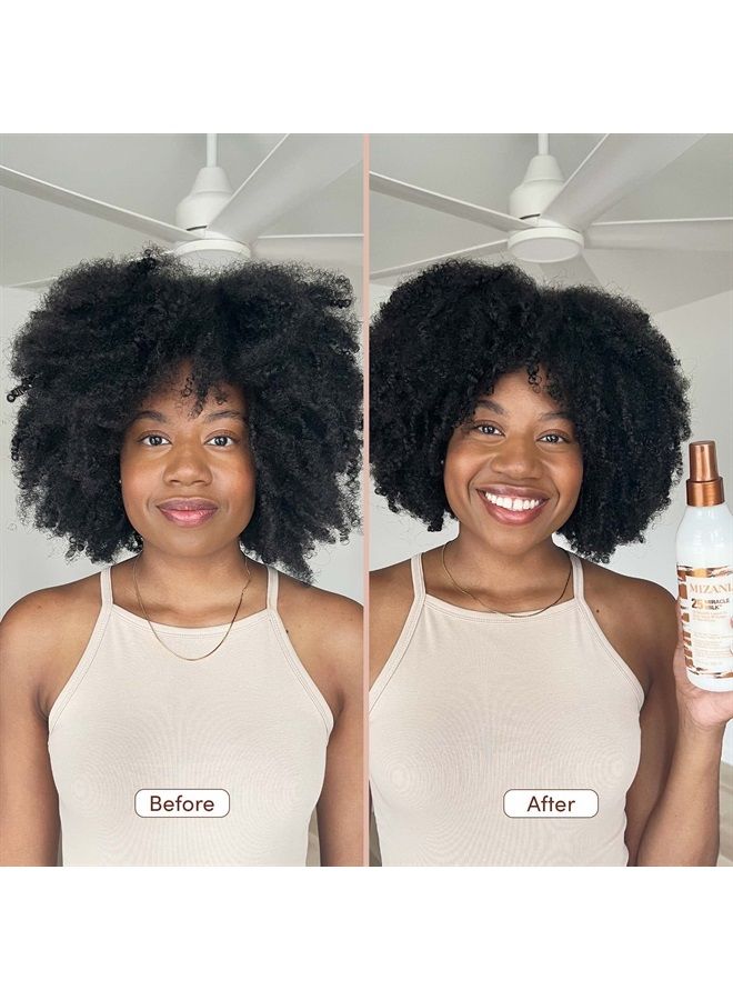 Mizani 25 Benefit Miracle Milk Leave in Conditioner | Heat Protectant and Detangler Spray| Formulated with Coconut Oil | For Frizzy & Curly Hair | 8.5 fl oz