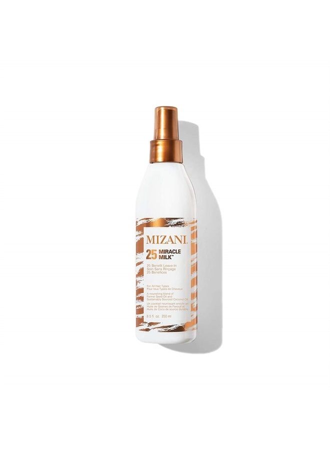 Mizani 25 Benefit Miracle Milk Leave in Conditioner | Heat Protectant and Detangler Spray| Formulated with Coconut Oil | For Frizzy & Curly Hair | 8.5 fl oz