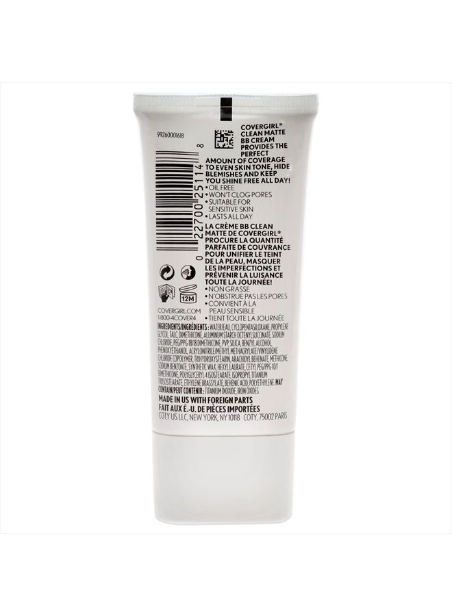 Clean Matte BB Cream Medium 540 For Oily Skin, (packaging may vary) - 1 Fl Oz (1 Count)