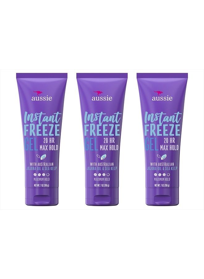 Instant Freeze Sculpting Maximum Hold Hair Gel with Jojoba Oil, Sea Kelp and Australian Aloe, 7 Oz (Triple Pack)