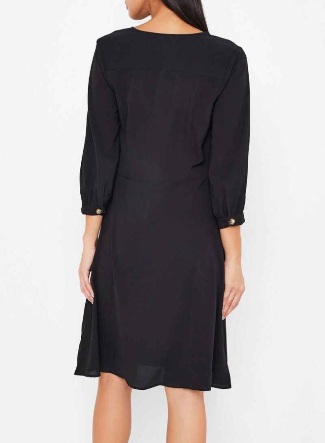 Plunge Neck Dress Black