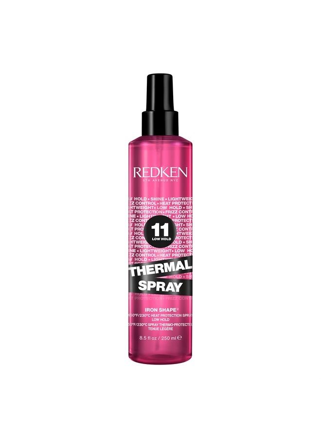 Redken Thermal Spray 11 Low Hold | Thermal Smoothing Holding Spray | For All Hair Types | Provides a Smooth, Silky & Frizz-Free Blow-Dry Finish | Mild Control | Protects Against Heat Damage | 8.5 Oz