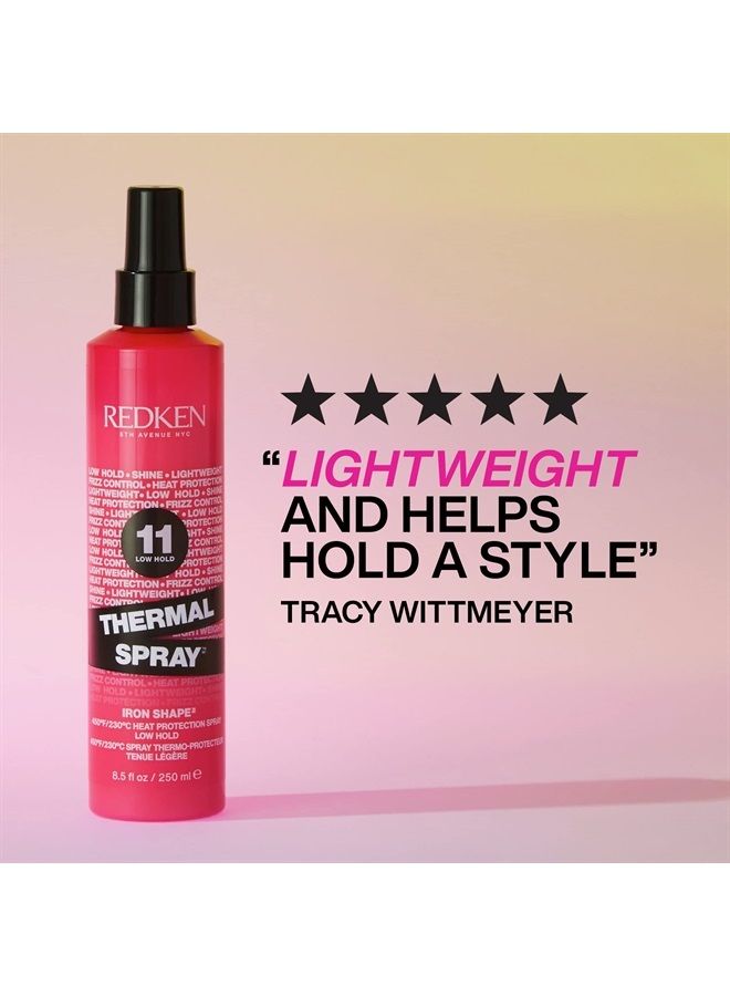 Redken Thermal Spray 11 Low Hold | Thermal Smoothing Holding Spray | For All Hair Types | Provides a Smooth, Silky & Frizz-Free Blow-Dry Finish | Mild Control | Protects Against Heat Damage | 8.5 Oz