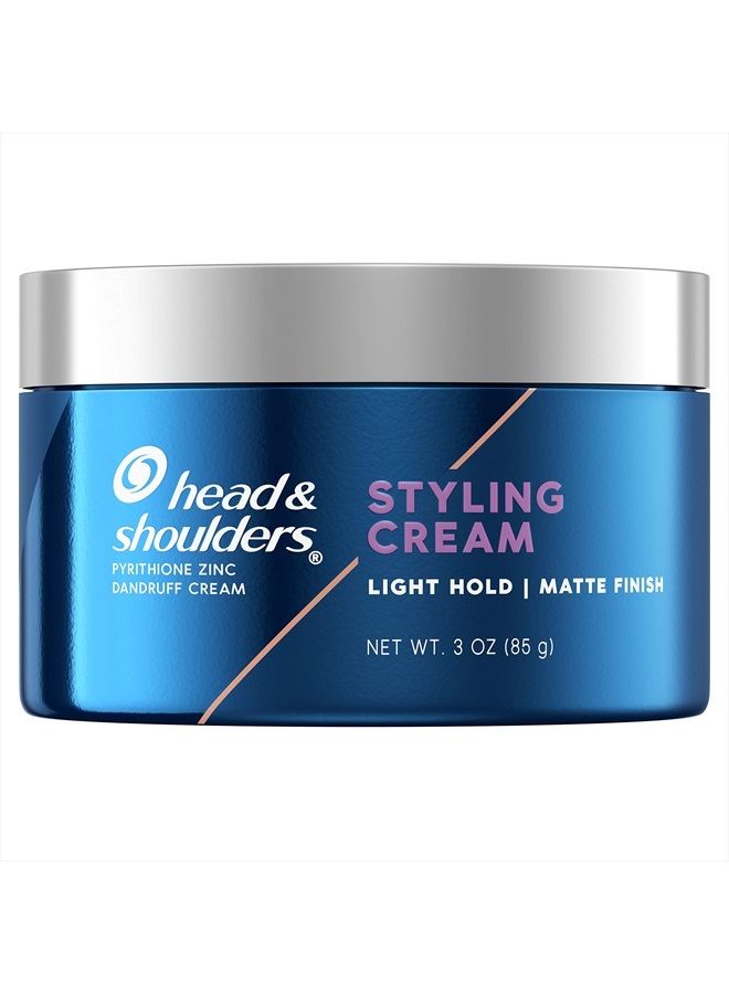 Anti-Dandruff Styling Hair Cream for Men, Light Hold, Matte Finish, 3 Oz