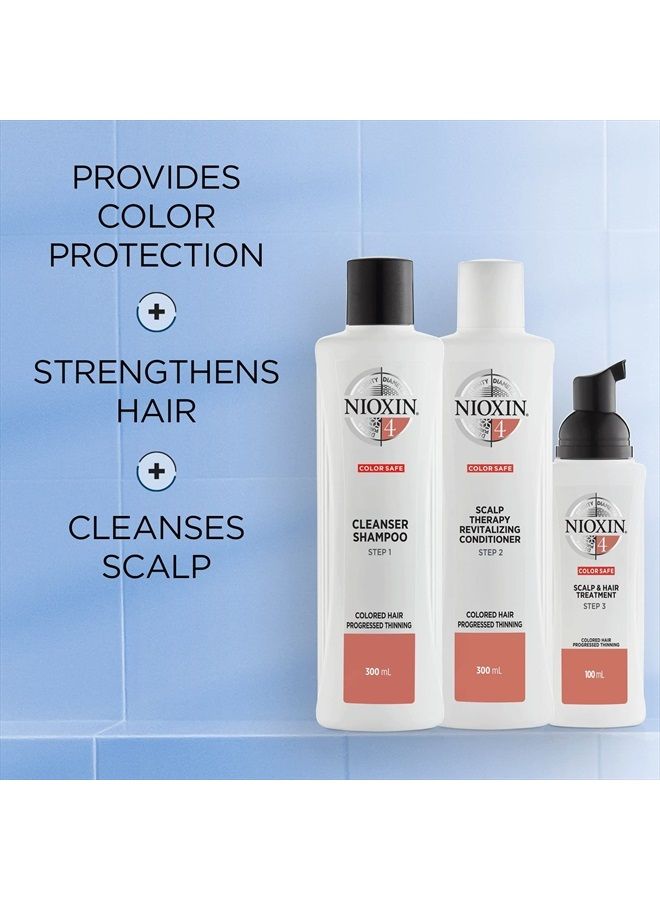 System Kit 4, Hair Strengthening & Thickening Treatment, Treats & Hydrates Sensitive or Dry Scalp, For Color Treated Hair with Progressed Thinning, Full Size (3 Month Supply)