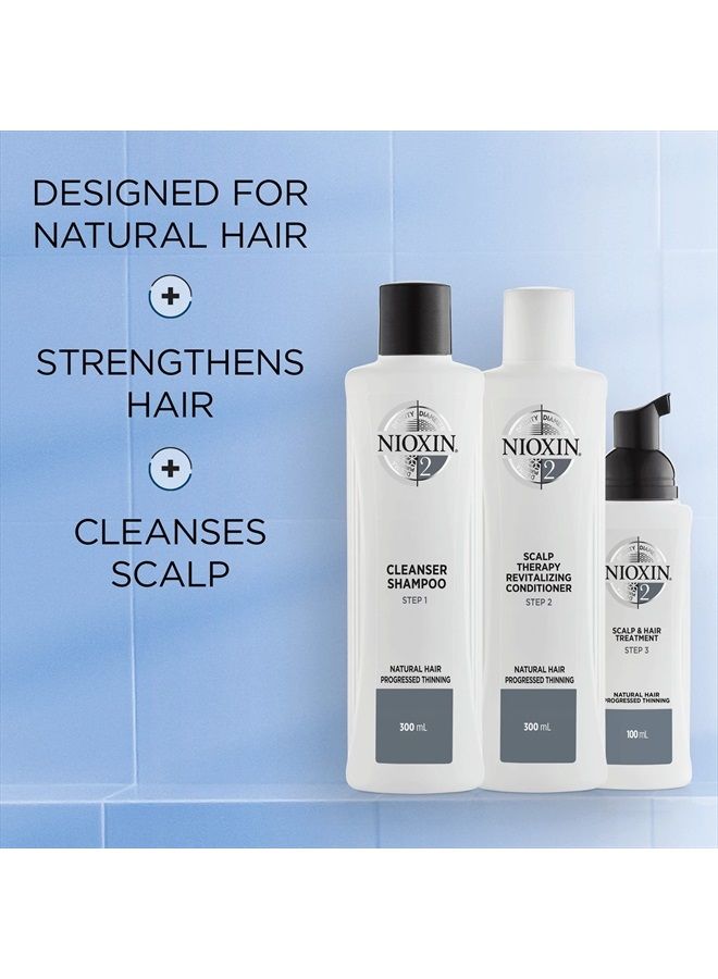 System Kit 2, Hair Strengthening & Thickening Treatment, Treats & Hydrates Sensitive or Dry Scalp, For Natural Hair with Light Thinning, Full Size (3 Month Supply)