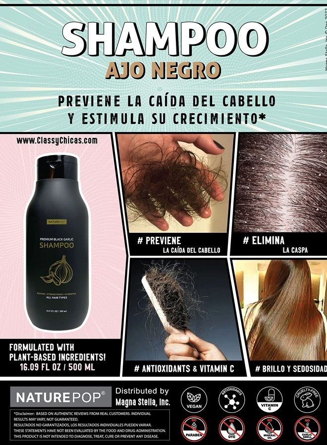 Black Garlic Hair Loss Shampoo by NATUREPOP - Prevents Hair loss, Stimulates growth and Relieves itchy scalp Sulfate Free Paraben Free 16.9 fl oz/ 500 mL Made in Korea