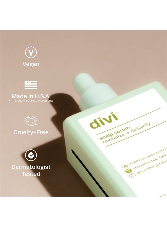 divi Scalp Serum, Revitalize and Detoxify, Aids against hair-thinning, nourishes hair follicles, detoxifies product build-up (30 ml)