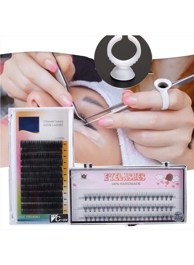 Eyelashes Extension Kit, EBANKU 19PCS Lashes Extension Practice Exercise Set, Mannequin Training Makeup False Eyelashes Extension Glue Tool With Bag For Makeup Practice Eye Lashes Graft