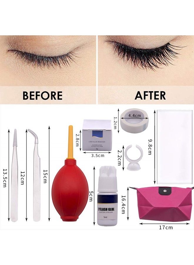 Eyelashes Extension Kit, EBANKU 19PCS Lashes Extension Practice Exercise Set, Mannequin Training Makeup False Eyelashes Extension Glue Tool With Bag For Makeup Practice Eye Lashes Graft