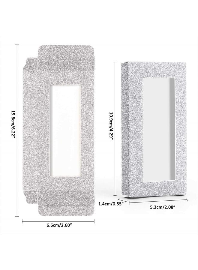 30 Pieces Eyelashes Packaging Box, Empty Eyelash Boxes Lash Box Packaging Glitter Paper Eyelash Storage Box Soft Paper Lash Case (Silver)