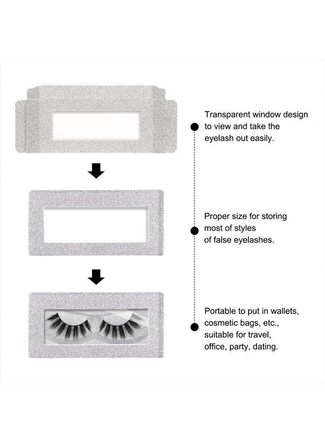30 Pieces Eyelashes Packaging Box, Empty Eyelash Boxes Lash Box Packaging Glitter Paper Eyelash Storage Box Soft Paper Lash Case (Silver)
