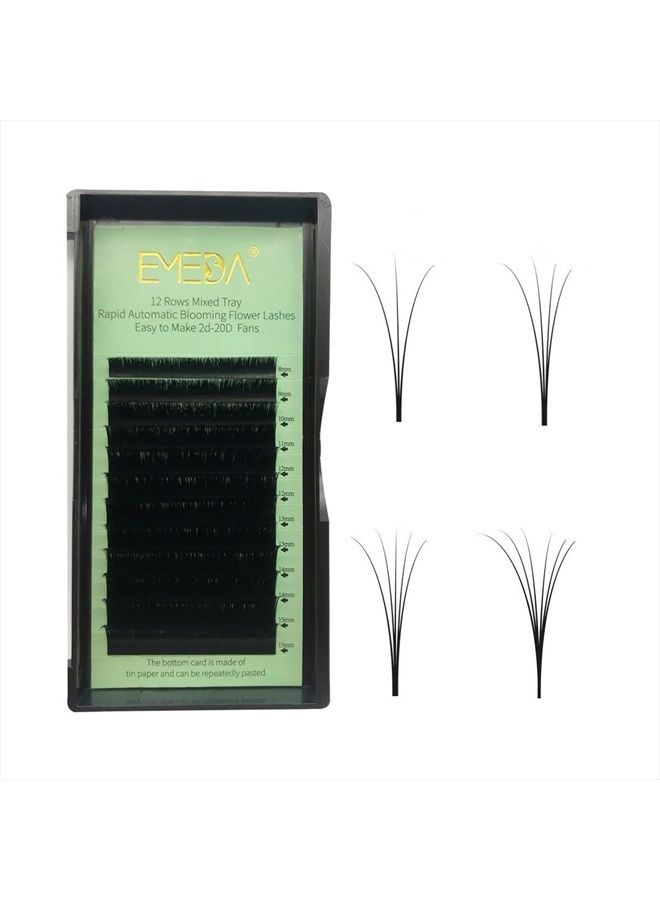 Eyelash Extension Volume Lashes 0.07mm D Curl 8-15mm Mixed Tray Automatic Blooming Flower Self Fast Eyelash Extension Volume Lashes 2D~10D Easy Blooming Lash Extensions (8-15 Mix Length 0.07 D)