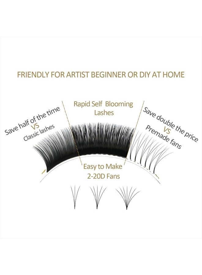 Eyelash Extension Volume Lashes 0.07mm D Curl 8-15mm Mixed Tray Automatic Blooming Flower Self Fast Eyelash Extension Volume Lashes 2D~10D Easy Blooming Lash Extensions (8-15 Mix Length 0.07 D)