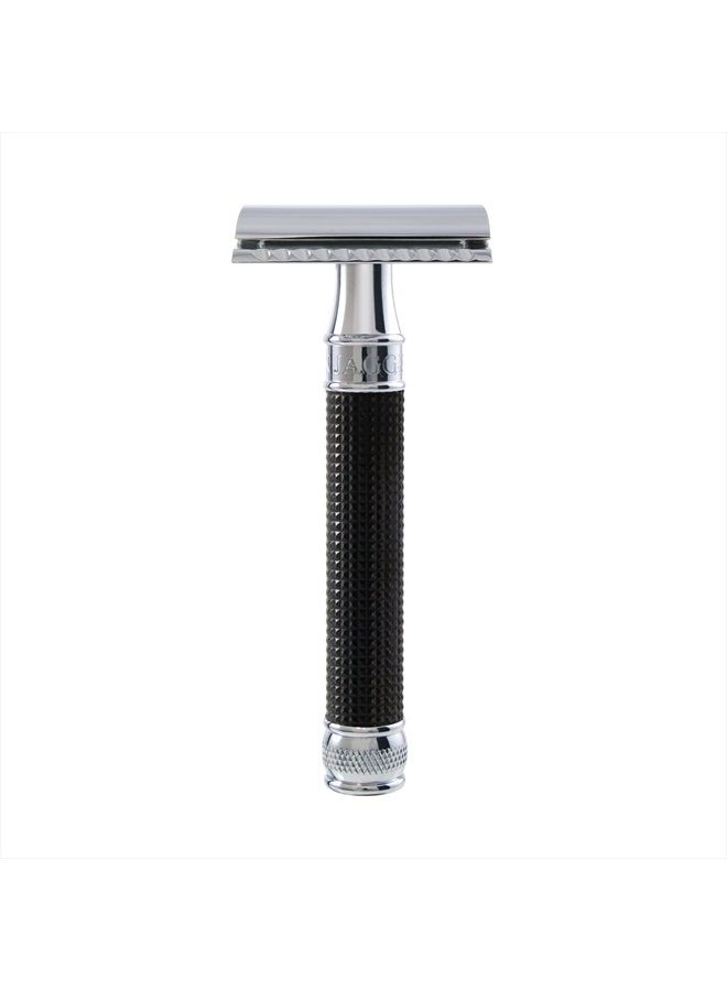Double Edge Safety Razor, Regular Handle, Black Chrome Laser 3D Diamond
