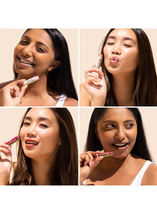 Tinted Lip Balms for Lips to Moisturize, Soften & Add A Wash of Color, Four Assorted Shades, 4pk.