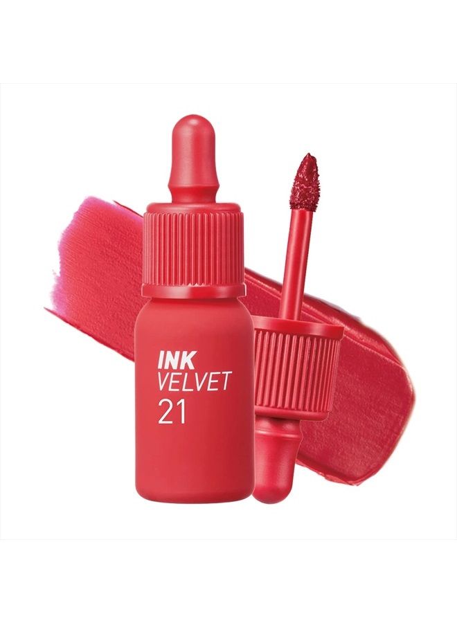 Ink the Velvet Lip Tint | High Pigment Color, Longwear, Weightless, Not Animal Tested, Gluten-Free, Paraben-Free (021 VITALITY CORAL RED)