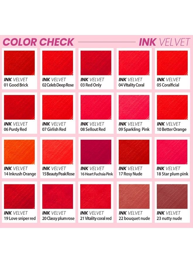 Ink the Velvet Lip Tint | High Pigment Color, Longwear, Weightless, Not Animal Tested, Gluten-Free, Paraben-Free (021 VITALITY CORAL RED)