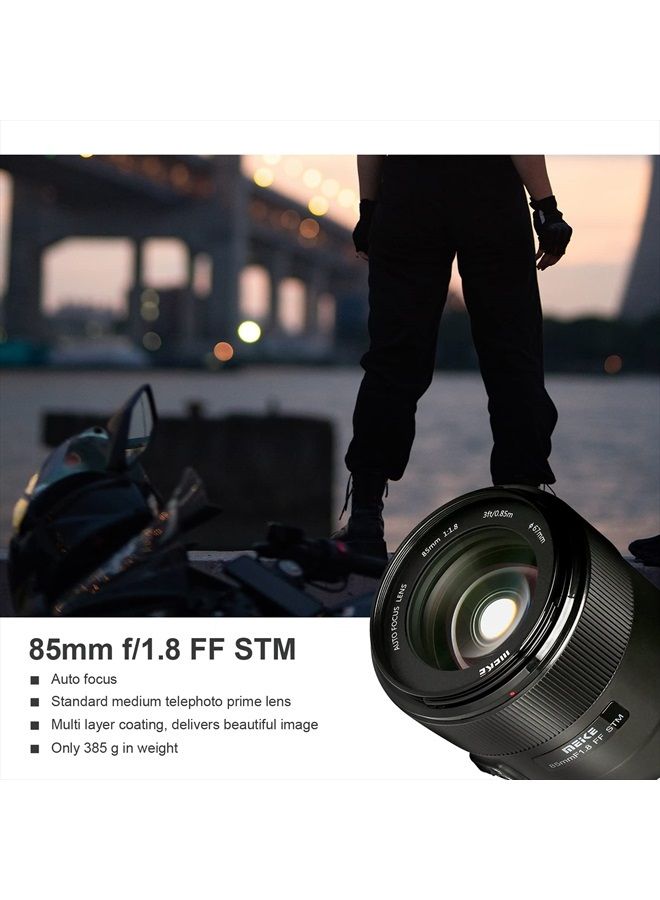 85mm F1.8 Full Frame AF STM(A Stepping Motor) Lens Large Aperture Auto Focus Medium Telephoto Fixed Prime Portrait Lens for Sony E Mount Mirrorless Cameras A9 A7III A7II A7 A7R3 A7R4