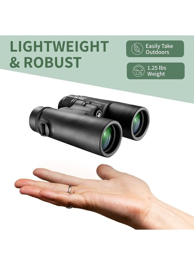 10x42 Roof Prism Binoculars for Adults, HD Professional Binoculars for Bird Watching Travel Stargazing Hunting Concerts Sports-BAK4 Prism FMC Lens-with Phone Mount Strap Carrying Bag