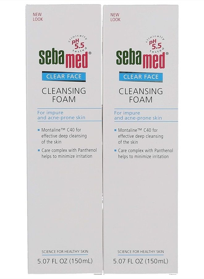 Sebamed Clear Face Cleansing Foam Gentle Face Wash for Impure Oily and Acne-prone Skin 5.07 Fluid Ounces (Pack of 2)