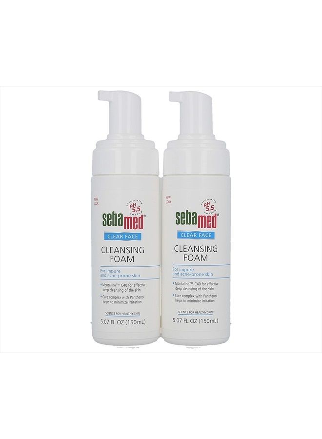 Sebamed Clear Face Cleansing Foam Gentle Face Wash for Impure Oily and Acne-prone Skin 5.07 Fluid Ounces (Pack of 2)